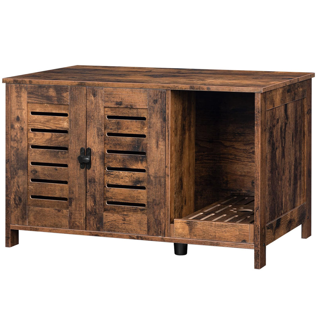 Rustic Dual-Door Hidden Litter Box Cabinet