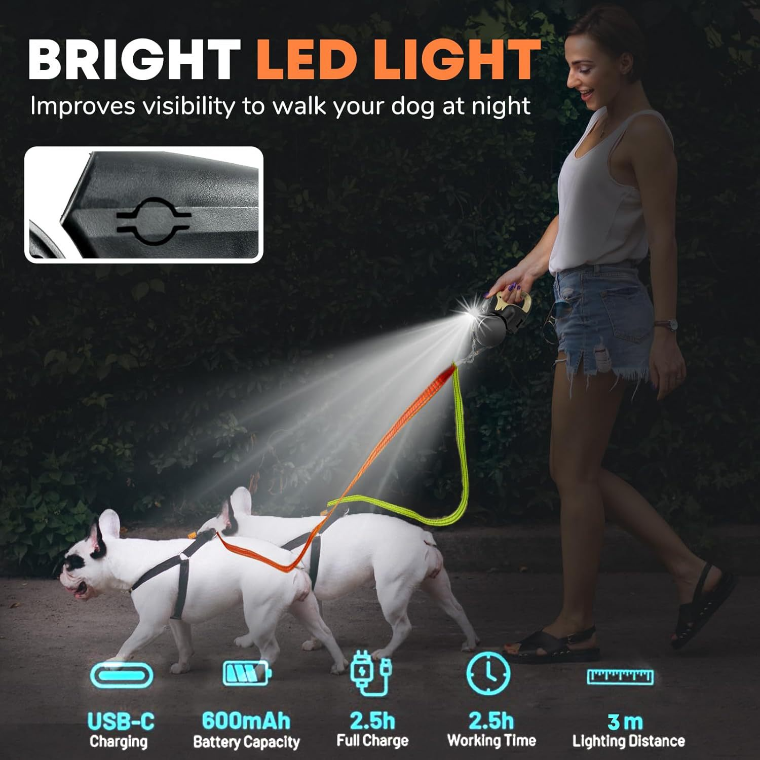 Retractable Double Dog Leash