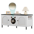 White and Black Double Litter Box Cabinet for 2 Cats