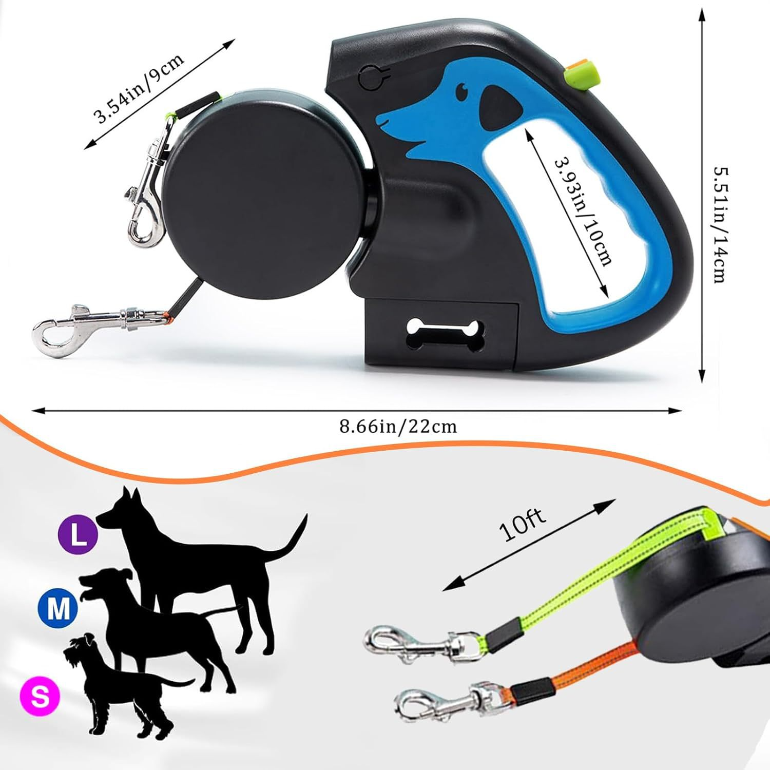 Retractable Double Dog Leash
